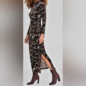 INC Women's Velvet Shoulder Cutout Midi Dress